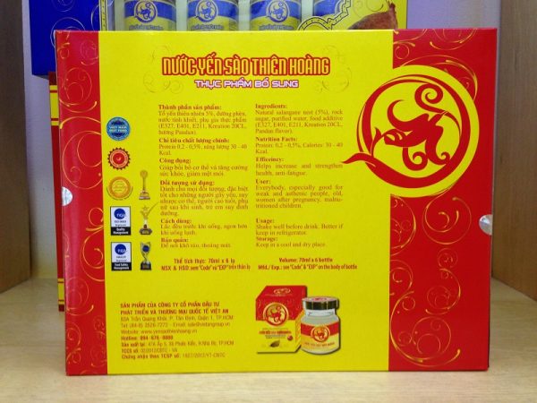 Nước yến sào Thiên Hoàng có đường hộp 6 lọ
